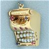 Image 2 : I Love You Gemstone Typewriter Charm or Pendant in 14k Yellow Gold