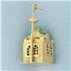 Image 3 : Turquoise Mosque Charm in 14k Yellow Gold