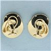 Image 2 : Onyx Disc Earrings in 14k Yellow Gold