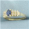 Image 2 : Sapphire and Diamond Ring in 14k Yellow Gold