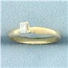 Image 2 : Emerald Shaped Diamond Solitaire Engagement Ring in 14k Yellow Gold