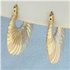 Image 2 : Tri-Color Star Design Hoop Earrings in 14k Yellow, White, and Rose Gold