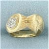 Image 1 : Seashell Scroll Design Pinky Ring in 14k Yellow Gold