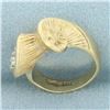 Image 3 : Seashell Scroll Design Pinky Ring in 14k Yellow Gold