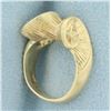 Image 4 : Seashell Scroll Design Pinky Ring in 14k Yellow Gold