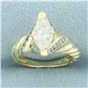 Image 1 : Marquise Diamond Rope Design Engagement Ring in 14k Yellow Gold