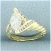 Image 2 : Marquise Diamond Rope Design Engagement Ring in 14k Yellow Gold