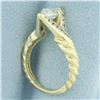 Image 3 : Marquise Diamond Rope Design Engagement Ring in 14k Yellow Gold