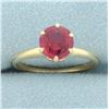 Image 1 : Pink Sapphire Solitaire Ring in 14k Yellow Gold