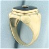 Image 3 : Mens Vintage Onyx and Diamond Ring in 10k Yellow Gold