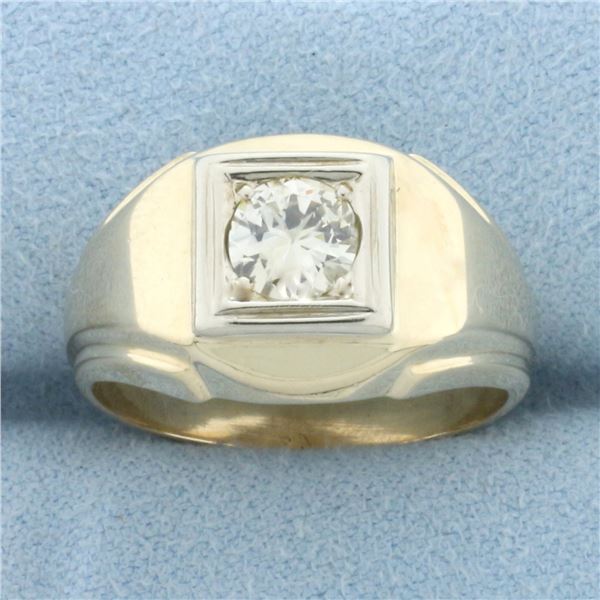 Vintage Old European Cut Diamond Solitaire Ring in 14k Yellow Gold
