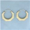 Image 1 : Embossed Hoop Earrings in 14k Yellow Gold