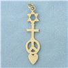 Image 1 : Star of David Cross Peace Sign Heart Pendant in 14k Yellow Gold