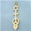 Image 2 : Star of David Cross Peace Sign Heart Pendant in 14k Yellow Gold