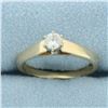 Image 1 : Cathedral Set Diamond Solitaire Engagement Ring in 14k Yellow Gold