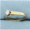 Image 2 : Cathedral Set Diamond Solitaire Engagement Ring in 14k Yellow Gold