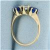 Image 3 : Antique Old European Diamond and Spinel 3-Stone Ring in 14k Yellow Gold