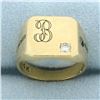 Image 1 : Vintage Black and Decker Diamond Signet Ring in 14k Yellow Gold