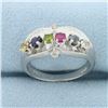 Image 2 : Multi Gemstone and Diamond Ring in 10k White Gold