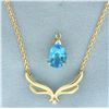 Image 2 : Removable Blue Topaz and Diamond Necklace in 14k Yellow Gold