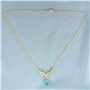 Image 3 : Removable Blue Topaz and Diamond Necklace in 14k Yellow Gold