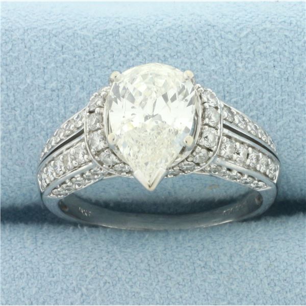 Vintage Pear Diamond Engagement Ring in 14k White Gold