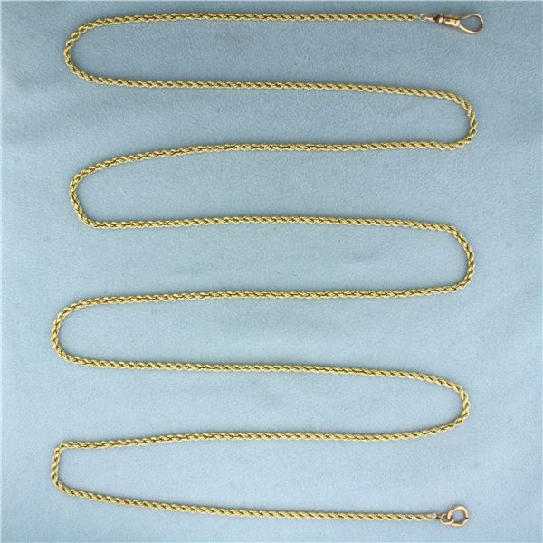 48 Inch Rope Link Chain Necklace 14k Yellow Gold