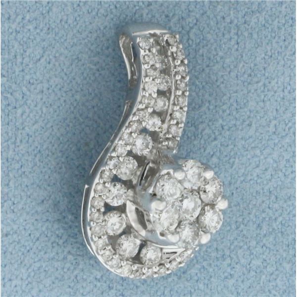 Diamond Swoop Pendant in 14k White Gold