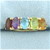 Image 1 : Rainbow Gemstone Ring in 14k Yellow Gold