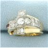 Image 1 : Antique Old European Diamond and Ruby Cross Design Ring in 14k Yellow Gold