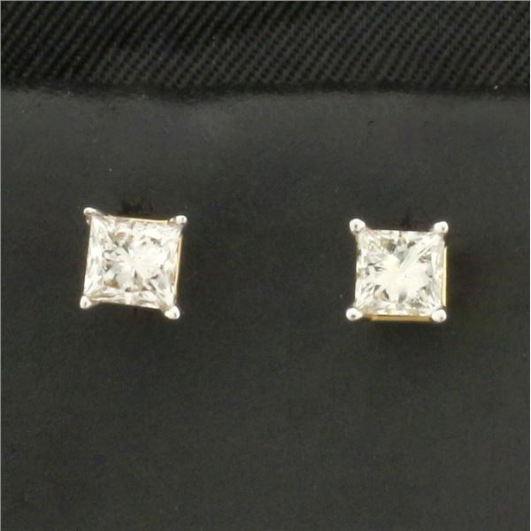 Princess Cut Diamond Stud Earrings in 14k Yellow Gold