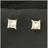 Image 1 : Princess Cut Diamond Stud Earrings in 14k Yellow Gold