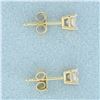 Image 2 : Princess Cut Diamond Stud Earrings in 14k Yellow Gold