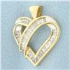 Image 1 : 1ct Baguette Diamond Heart Pendant in 10k Yellow Gold