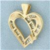 Image 2 : 1ct Baguette Diamond Heart Pendant in 10k Yellow Gold