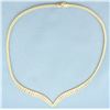 Image 1 : 16 Inch Italian Tri-Color Gold V Choker Necklace in 14k Yellow, White, and Rose Gold