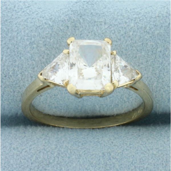 CZ 3-Stone Engagement Ring in 10k Yellow Gold