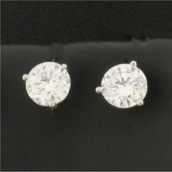 GIA Certified Over 2ct TW Diamond Stud Earrings in Platinum Martini Settings