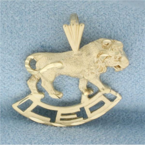 Zodiac Leo Lion Pendant in 14k Yellow Gold