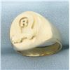 Image 2 : Mens R Initial Monogram Signet Ring in 14k Yellow Gold