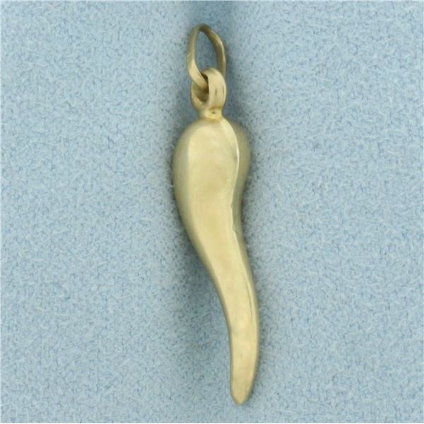Italian Horn Pendant or Charm in 14k Yellow Gold
