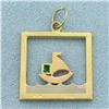 Image 2 : Emerald Sailing Boat Pendant in 14k Yellow Gold