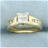 Image 1 : Princess Diamond Engagement Ring in 14k Yellow Gold