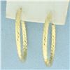 Image 2 : Diamond Cut Zigzag Design Hoop Earrings in 14k Yellow Gold