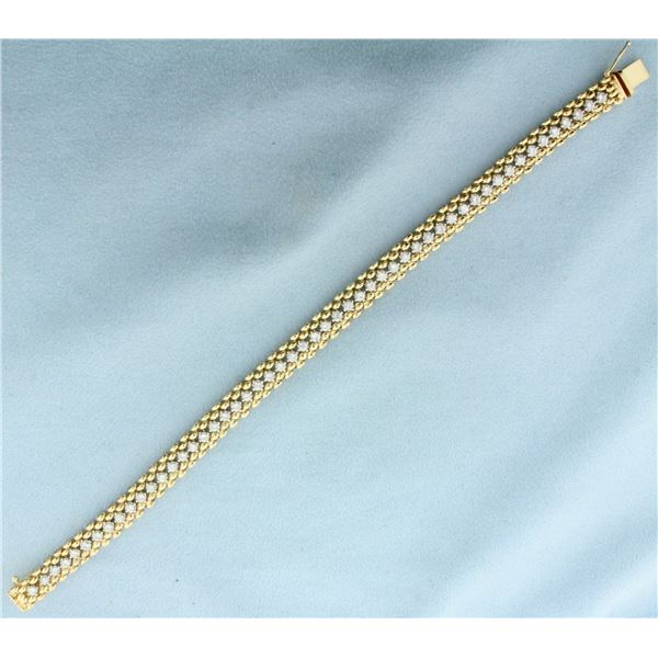 Diamond Panther Link Tennis Bracelet in 14k Yellow Gold