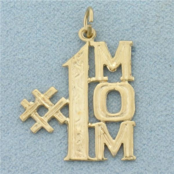 #1 Mom Charm or Pendant in 14k Yellow Gold