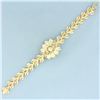 Image 2 : Italian Designer Flower Bracelet in 14k Yellow Gold