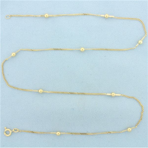 21 Inch Ball Bead Link Bar Necklace in 14k Yellow Gold