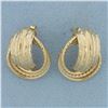 Image 1 : Diamond Cut Knot Design Earrings in 14k Yellow Gold
