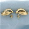 Image 4 : Diamond Cut Knot Design Earrings in 14k Yellow Gold